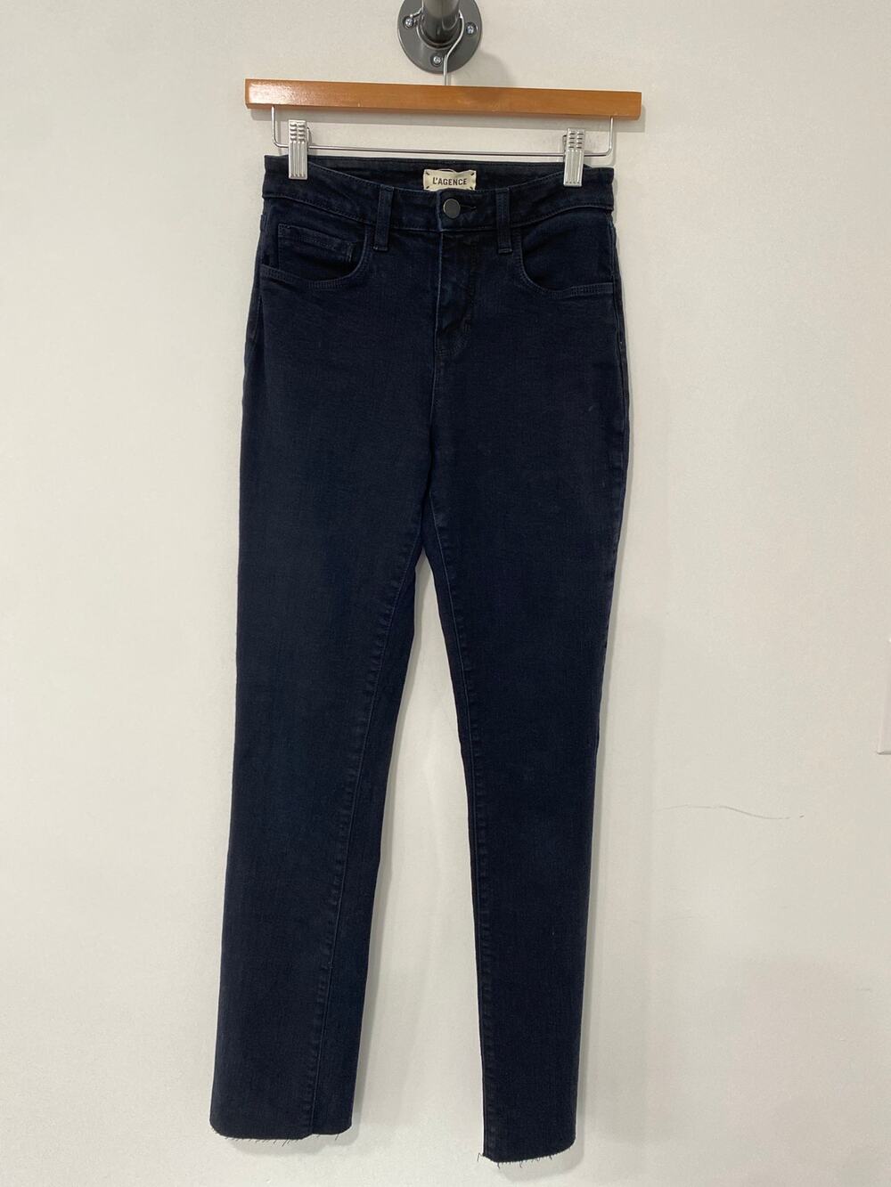 L’Agence Oriana High Rise Straight Jeans Dark Blue Wash Size 24